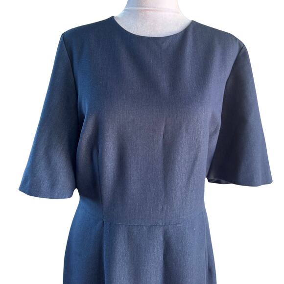 Alex Marie Denim Blue Statement Sleeve Faux Wrap Dress 12 EUC - Picture 5 of 8